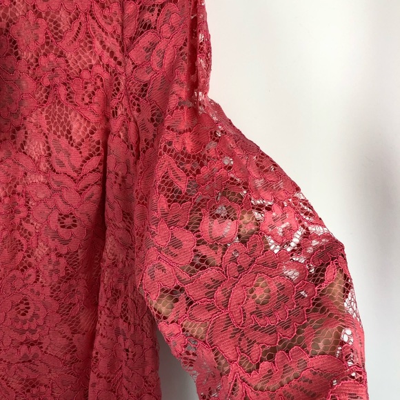 American Living Coral Pink Knee Length Lace Dress - Size 14 - Picture 6 of 14